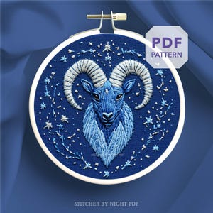 capricorn embroidery design * capricorn goat embroidery*  zodiac embroidery PDF* astrology embroidery* zodiac signs hand embroidery pattern