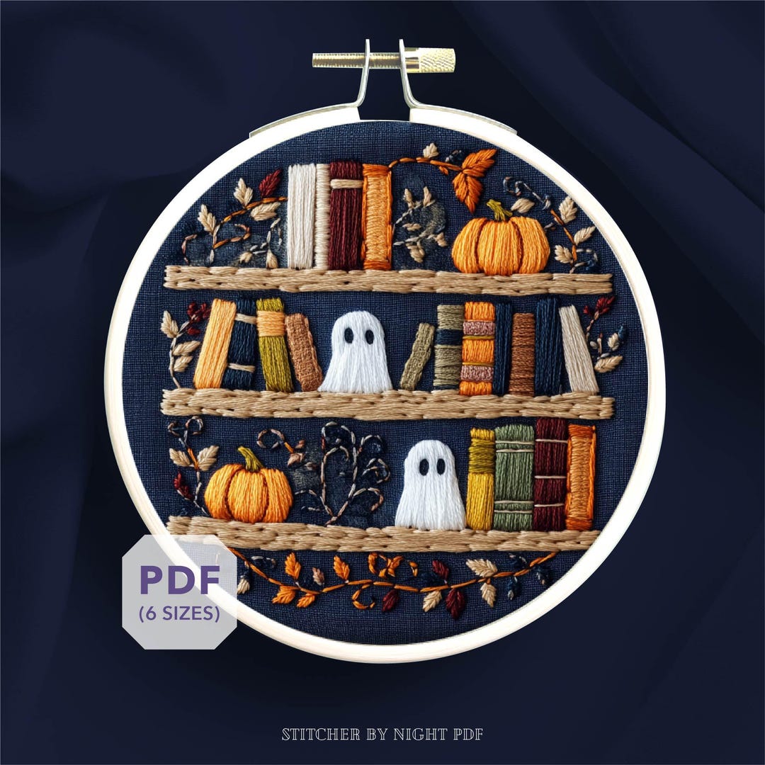 Spooky Bookish Embroidery Design * Halloween Stitch Along * Gothic Hand ...