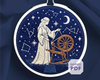 wheel of fortune embroidery design * tarot embroidery pdf * dark fairy tale hoop art * gothic hand stitching pattern * diy occult gift