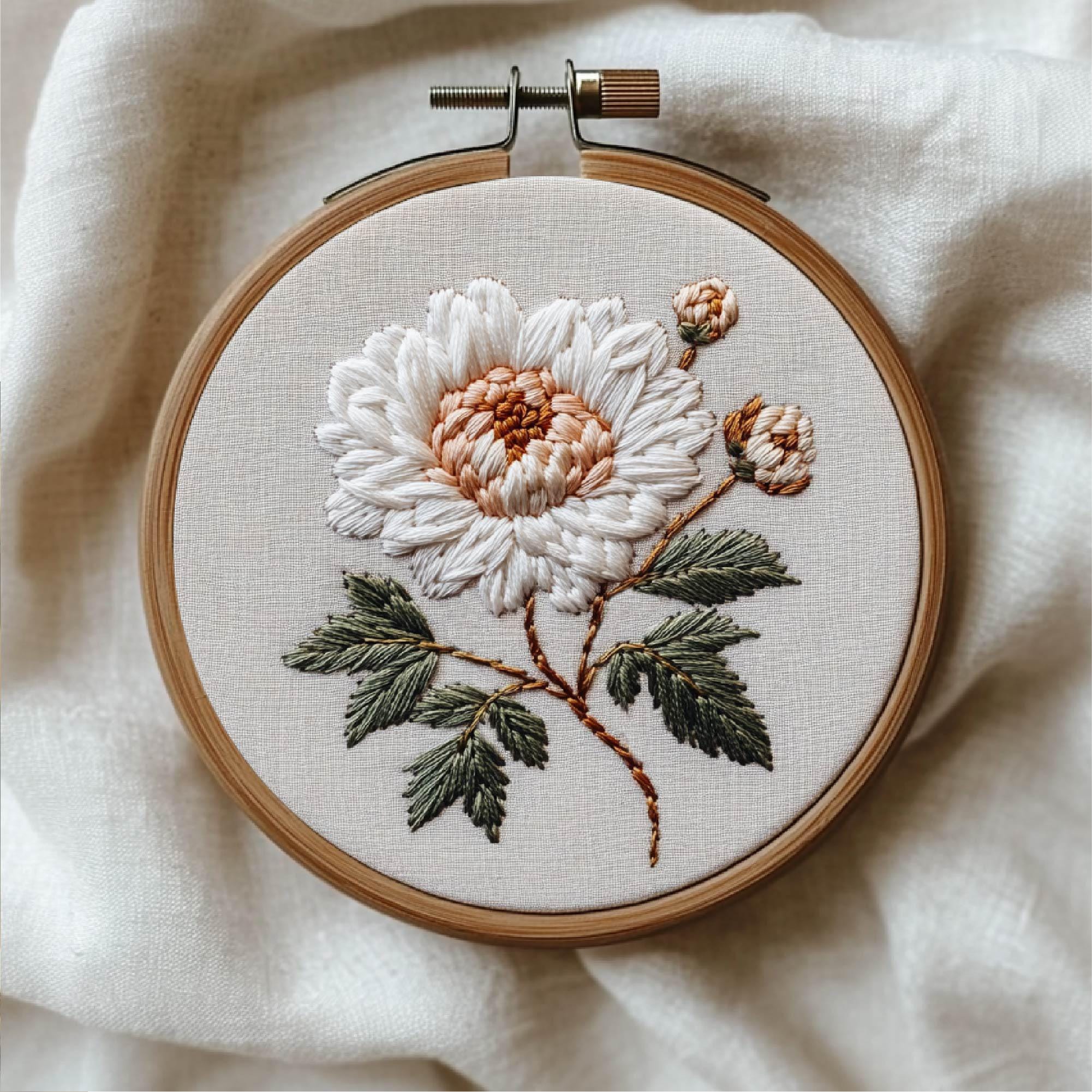 ブルーム刺繍デザインバンドル * 花のフープアート * 花の手刺繍