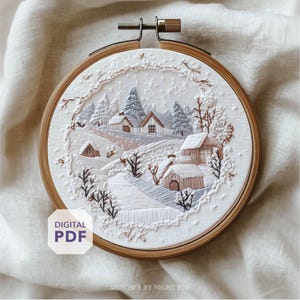 Diseño de bordado de escena de montaña * Diseños de bordado de escena de invierno * Diseño de bordado de cabaña de troncos * Bordado nevado
