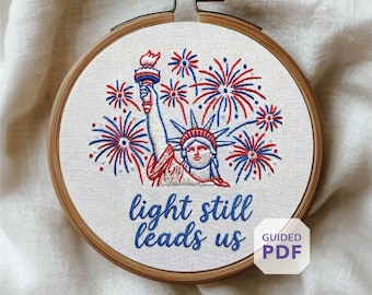 lady liberty embroidery design • USA 250 commemorative ornament • Patriotic 4th of July Hoop Art • American History Gift • Hand Stitching