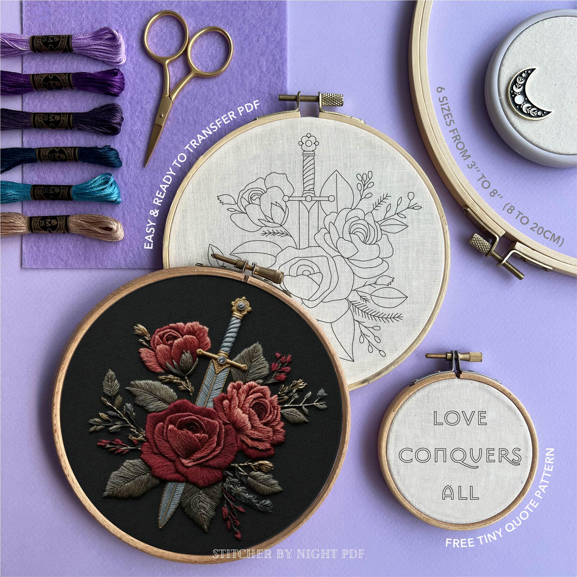 Sword Embroidary Sword Embroidery Design PDF * Dark Romance Decor * Goth Ornament ...