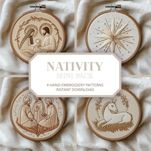 Pack de motifs de broderie crèche * motif de broderie à la main crèche * motif de broderie étoile de la Nativité * lot de broderie numérique catholique