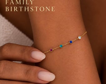 Personalized Family Birthstone Bracelet , 3 Birtshtone Custom Grandma Mother Birthday Christmas gift for her , Two Birthmonth Jewelry