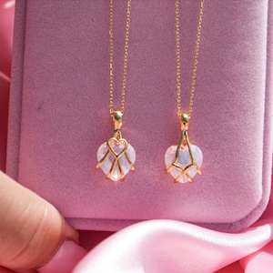Colar de coração, colar delicado de princesa inspirado em anime, pingente de coração de quartzo rosa, colar de melhor amiga da amizade, colar de coração de diamante