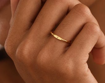 Personalized Custom Ring, Dainty Name Plate Engraved Ring, Name Jewelry, 14k Solid Gold Name Ring for women
