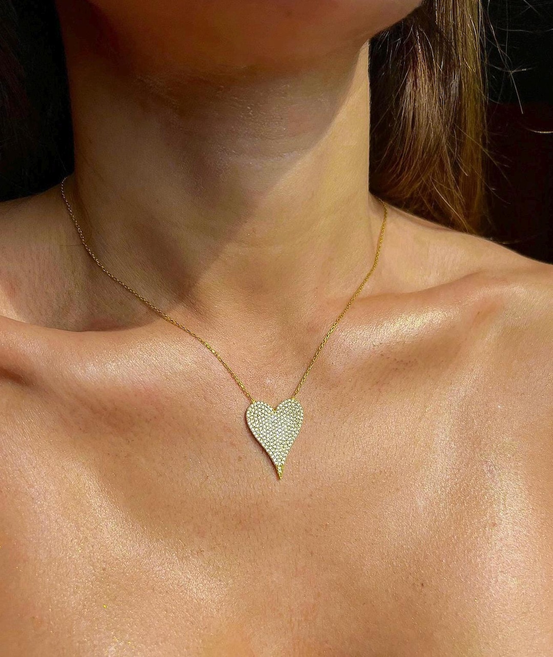 Heart Pave Demi Delicate Necklace