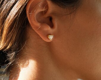 Aretes de diamantes cultivados en laboratorio, aretes de oro macizo de 14 k cultivados en laboratorio, aretes de diamantes de laboratorio para novias, aretes de diamantes de laboratorio, aretes de corazón para bodas