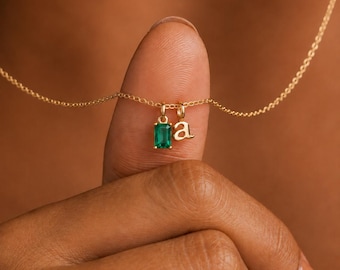 Collar personalizado con piedra de nacimiento e iniciales, collar familiar personalizado para la abuela con piedras de nacimiento, regalos para mamá