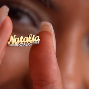 14k Gold 3d Custom Ring, Dainty Personalized  Jewelry,Custom Name Plate Ring, Custom Pave Diamond Name Ring, 3D letters Ring, 3D Name Ring