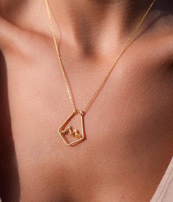 Mountain Necklace Ring Holder, Gold Ring Keeper Pendant, Rose Ring Holder Pendant, Custom Ring Keeper Necklace, Engagement Nurse Ring Holder