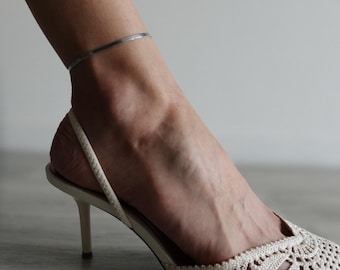 Tobillera de plata de ley con diseño de espiga, pulsera tobillera dorada impermeable para mujer.