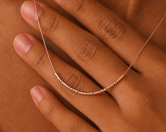 Collar personalizado con código Morse para mujer con nombre, collar unisex personalizado con mensaje secreto oculto.
