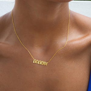 3d Bubble Name Necklace, Initial Necklace with Name, 14k Gold Dainty Name Necklace, Name plate Necklace, Personalized 3d Letter Necklace