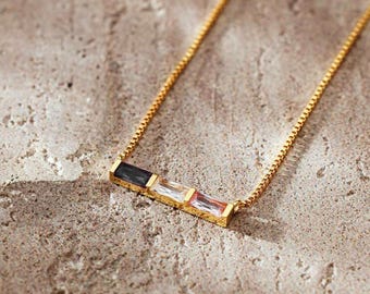 Pulsera de piedra natal para abuela, barra de mes de nacimiento, joyería de piedra natal, delicada pulsera baguette personalizada para niños con piedra natal para mamá y abuela.