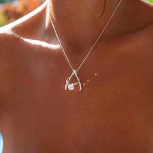 Silver Wishbone Ring Holder Necklace, Ring Keeper Pendant,Wedding Ring Holder Pendant, Custom Ring Keeper Necklace, Wedding Nurse Ring Holde