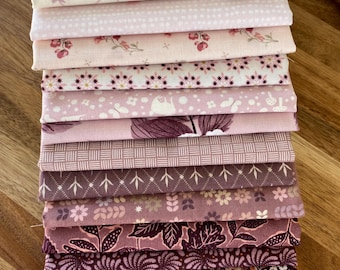 Lot de 14 Fat Quarters roses et violets