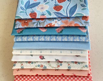 Lot de 12 Fat Quarters sélectionnés - Charme maison aux fraises