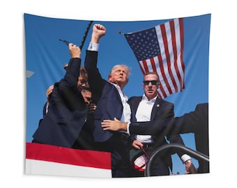 Trump Shot Flag Tapestry, Political Wall Decor