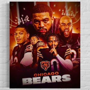 Chicago Bears Wall Art, NFL Minimalist Art Print, Matte Poster, Football Fan Gift, Office Decor, Man Cave Decor, Caleb Williams, Posters