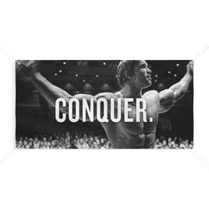 Arnold Schwarzenegger Motivation Gym Poster - Fitness Matte Banner Workout Wandzitat, Gym Decor, Matte Banner Fitness Schild, Inspirational