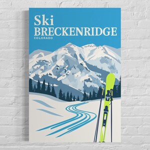 Skiing Poster Print, Matte Vertical Print, Mountains Decor Wall Art, Breckenridge Colorado Art, Nature Scenic Picture, Ski Lodge Decor
