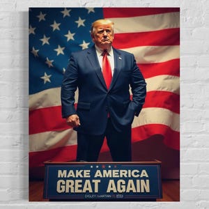 Donald Trump Poster, American, President Lit Animated Republican Wall Art Decor, President&#39;s Day Gift, Vertical Trump Poster Print, Matte