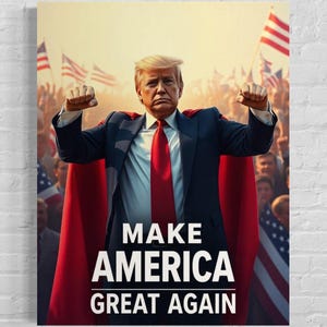 Trump Poster, Matte Vertical Posters, President&#39;s Day Gift, American Wall Art Decor, Animated Republican Print, Donald Trump Memorabilia