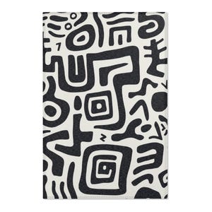 Moderner abstrakter minimalistischer Teppich, schwarz-weißer Teppich für alle, Wohnkultur-Akzent, weicher Teppich, abstrakt gemusterter Teppich, minimalistisch