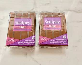 Premo Sculpey 2oz Oven-Bake Polymer Clay - Raw Sienna Color - 2 Blocks Set - New