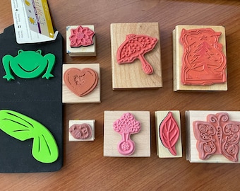 Mounted Rubber Stamp Set: Scrapbooking Craft Stamps (9pcs)