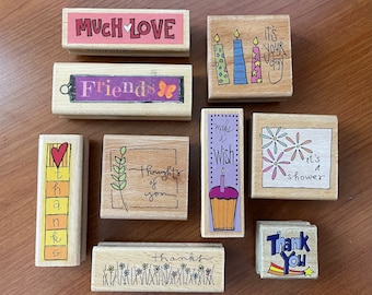 Mounted Rubber Stamp Set: Words & Phrases, Cardmaking, Scrapbooking