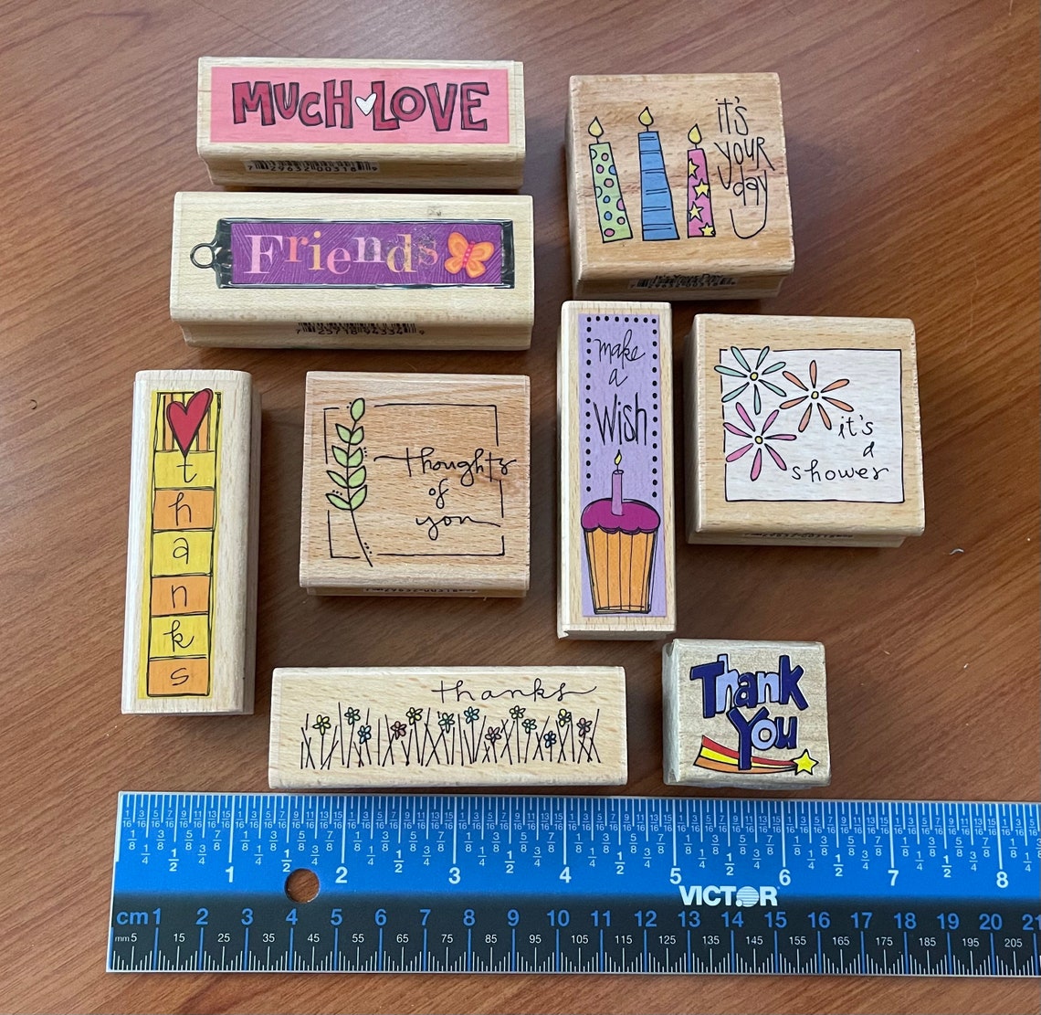 Rubber Stamp Words/frases Set 9 Mounted Rubber Stamps Set Etsy