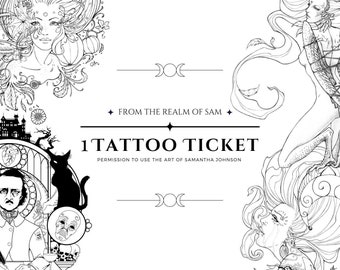 Tattoo Ticket for the Art of Samanth Johnson | Fantasy Art Tattoo Permission Slip, Art Nouveau Inspiration, Tattoo Ideas