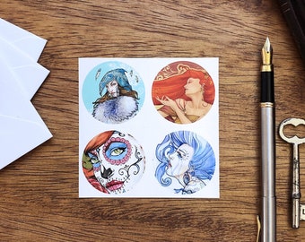 Goddess Art Sticker Sheet: Round Vinyl Stickers for Journaling