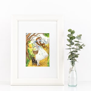 Follow the Yellow Brick Road Fine Art Print | The Wonderful Wizard of Oz Watercolor, Dorothy, Toto, American Fairy Tale, Over the Rainbow