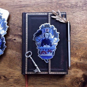 Edgar Allan Poe Mirrored Sticker | Nevermore, The Raven, Bookish Gift, Halloween, Gothic Literature, Reader Gift, Book Lover, Poet Gift