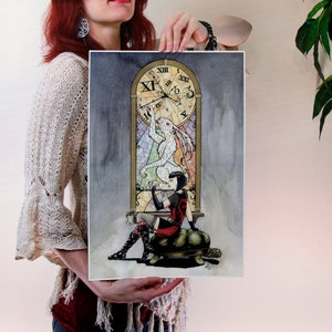 Twisted Wonderland Art Print: Gothic Alice, White Rabbit Watercolor (13x19)