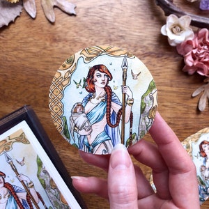Danu Goddess Sticker | Fantasy Decal, Weatherproof Vinyl Sticker, Redhead Woman, Wiccan Mother Goddess Pagan Sticker