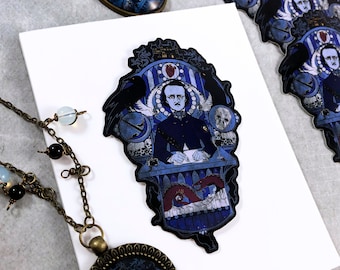 Edgar Allan Poe Sticker: Haunted Poet, Gothic Spooky Art