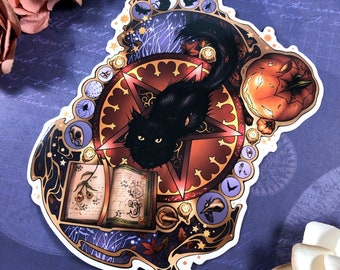 Black Cat Magic: XXL Halloween Vinyl Sticker