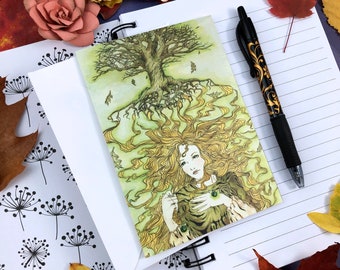 Arafrael's Glamour Fantasy Greeting Card, Sidhe Stationary, Beautiful Sidhe Woman Art, Elf Forest, Fae Autumn, Sacred Oak Art, Dreaming Tree