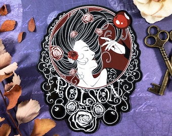 Poison Apple Snow White Vinyl Sticker, Gothic Fairy Tale Art
