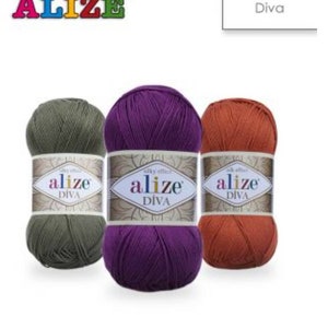 Amigurumi hair yarn - Alize Diva yarn, 100% acrylic, 100 grams, 350 meters, yarn necklace, yarn needle,yarn new, yarn newborn, yarn pants