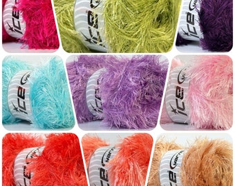 Eyelash Yarn / Ice Yarns Fun Fur  /100gr 150 mt /Faux Fur Yarn /soft Fur Yarn Chunky Fluffy Yarn / Chenille yarn / Wholesale yarn