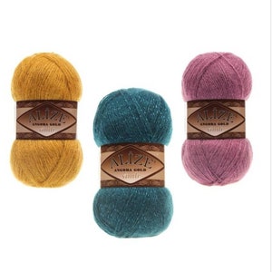 Alize Angora Gold mit Sim - Wollgarn - weiches Garn - Glitzer Wollgarn - Handstrickgarn - Acrylgarn