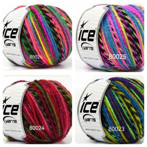 Anatolien Wollgarn - Regenbogen multicolor Doppelstrick - Winter Garn gestrickt - Wollgarn - Strickgarn - Weiches Garn -50gr 125 mt