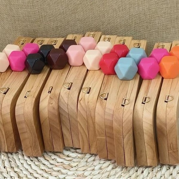 Marco de monedero de madera, marco de monedero, asas de bolso, asas de bolso de madera, 20x7,5 cm, con tornillos, Asa de bolso magnética