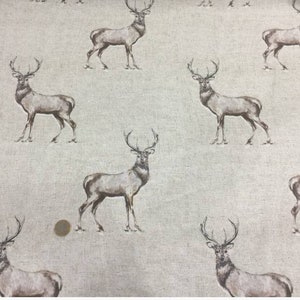 Tessuto per tende e tappezzeria - Tessuto con motivo a cervo e anatra - Tessuto decorativo in cotone 100%, 1 metro (1,09 yard) (39 pollici) - KM-5714